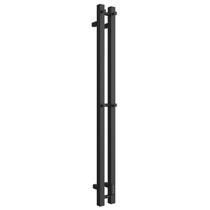 Полотенцесушитель вертикальный электрический 120х8 см, скрытый монтаж, цв. черный матовый