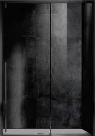 Дверь для душа, в нишу 1200хh1950мм, раздвижн., 1 дверь, 1 неподв.секц, правая/левая, (стек.тонирован. 8мм Easy Clean, фурн.цв.черный мат.), Lugano ZZ