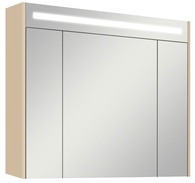 Зеркало-шкаф Блент 100, 1000x870x130 мм, с подсветкой, цвет  цвет кремовый/дуб европейский,  крепеж в комплекте ZZ