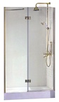 Дверь в нишу 900хh1950мм, с неподв. сегментом, "Левая" (вход 585мм) справа, (стекло прозрачное, 8мм, фурнит. цв.золото), Magic XX