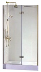Дверь в нишу 900хh1950мм, с неподв. сегментом, "Правая" (вход 585мм) слева, (стекло прозрачное, 8мм, фурнит. цв.золото), Magic XX