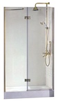 Дверь в нишу 1000хh1950мм, с неподв. сегментом, "Левая" (вход 585мм) справа, (стекло прозрачное, 8мм, фурнит. цв.золото), Magic XX