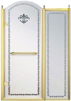 Дверь в нишу 1000хh2118мм, с неподв. сегментом, "Левая" петли (вход 550мм) слева, (стекло матовое с прозрачным узором, 8мм, фурн/золото), Retro XX