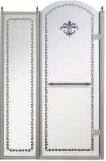 Дверь в нишу 1200хh2118мм, с неподв. сегментом, "Правая" петли (вход 600мм) справа, (стекло матовое с прозрачным узором, 8мм, фурн/хром), Retro XX