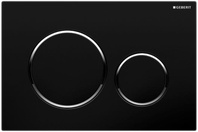 Клавиша двойного смыва, (пластик, рамка черная, кольца хром глянц., клавиши черные), Sigma 20 ZZ