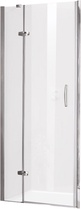 Дверь распашная с неподв.сегментом для ниши, 1000хh1900см, петли слева, вход 672мм, (проф.хром,стекла 6мм прозр. Anti-Plaque), Aura 4-уг. KL
