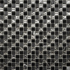 Мозаика Glass & Stone 2024 диагональ мрамор черный-черный-платина XX|30х30