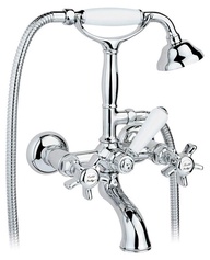Смеситель для ванны с душевым гарнитуром  (цв. блестящий никель, ручки Cristallo Liberty), Nicolazzi ZZ