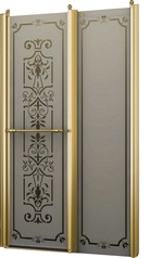 Дверь в нишу 1200хh1950мм, распашная во внутрь и наружу, с неподв.сегм., вход 521мм, правая/левая, (профиль цв. золото, стекло 6мм мат.с прозр.рисZZ товар