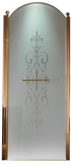 Дверь для душа, в нишу, 90хh203см, ЛЕВАЯ, (стекло матовое с прозр. декором, профиль цв.бронза, ручка вертикальная KDM03BRX), Eterna ZZ