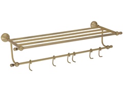 Полка-держатель для полотенец 60 см. c 6-ю подвижными крючками, бронза ZZ