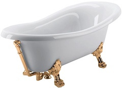Ванна отдельностоящая GIALETTA 1700x810x740 мм, лит.мрамор, с бронзовыми ножками, сливом-переливом бронза, белая ZZ