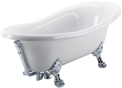 Ванна отдельностоящая GIALETTA 1700x810x740 мм, лит.мрамор, с ножками хром, сливом-переливом хром, белая ZZ