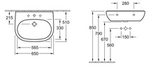 Раковина 650х510мм, с 1 отв.д/смесит., (цв. 01 белый) O.Novo ZZ