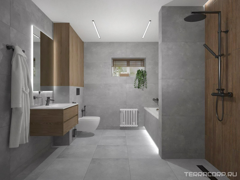 Ванная с душевой Exterior Ceramica Industrial Beton дизайн