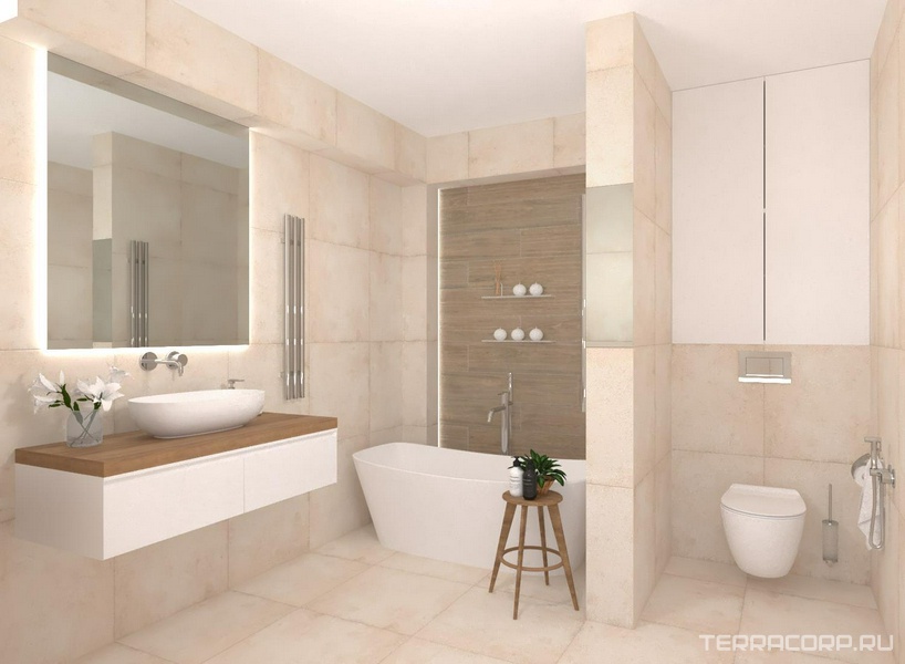 Совмещенная ванная комната Grasaro Beton дизайн