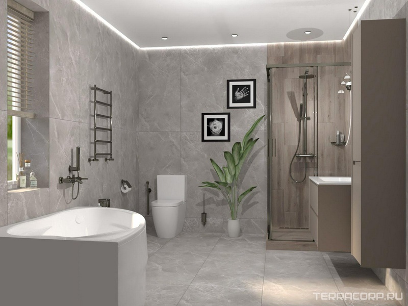 Ванная с душевой зоной Zerde Pulpis дизайн
