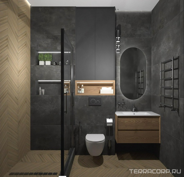 Душевая комната Exterior Ceramica Industrial Beton дизайн