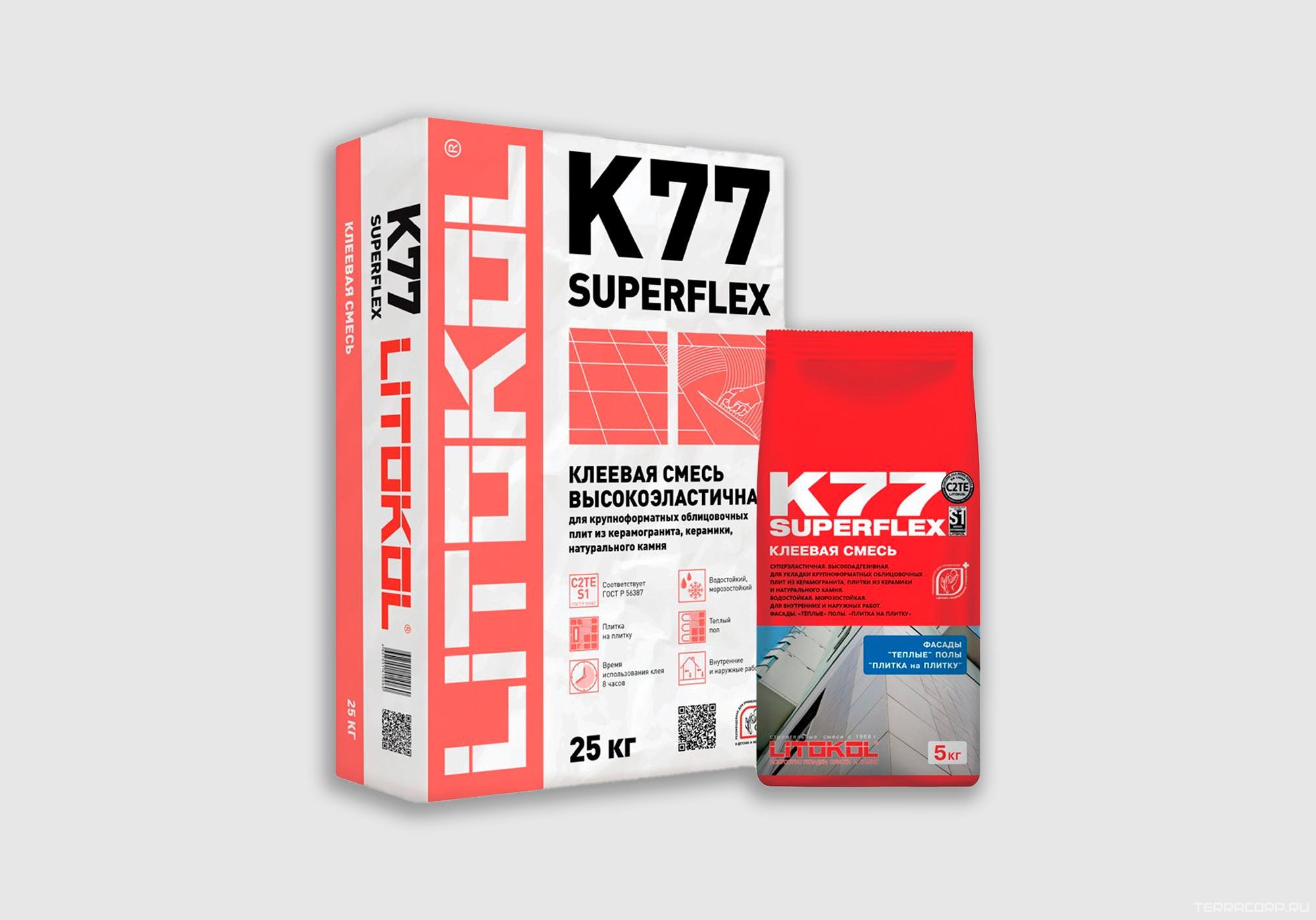 Клеевая смесь K77 серый 25 кг. ZZ Litokol SuperFlex LK77, фото 1
