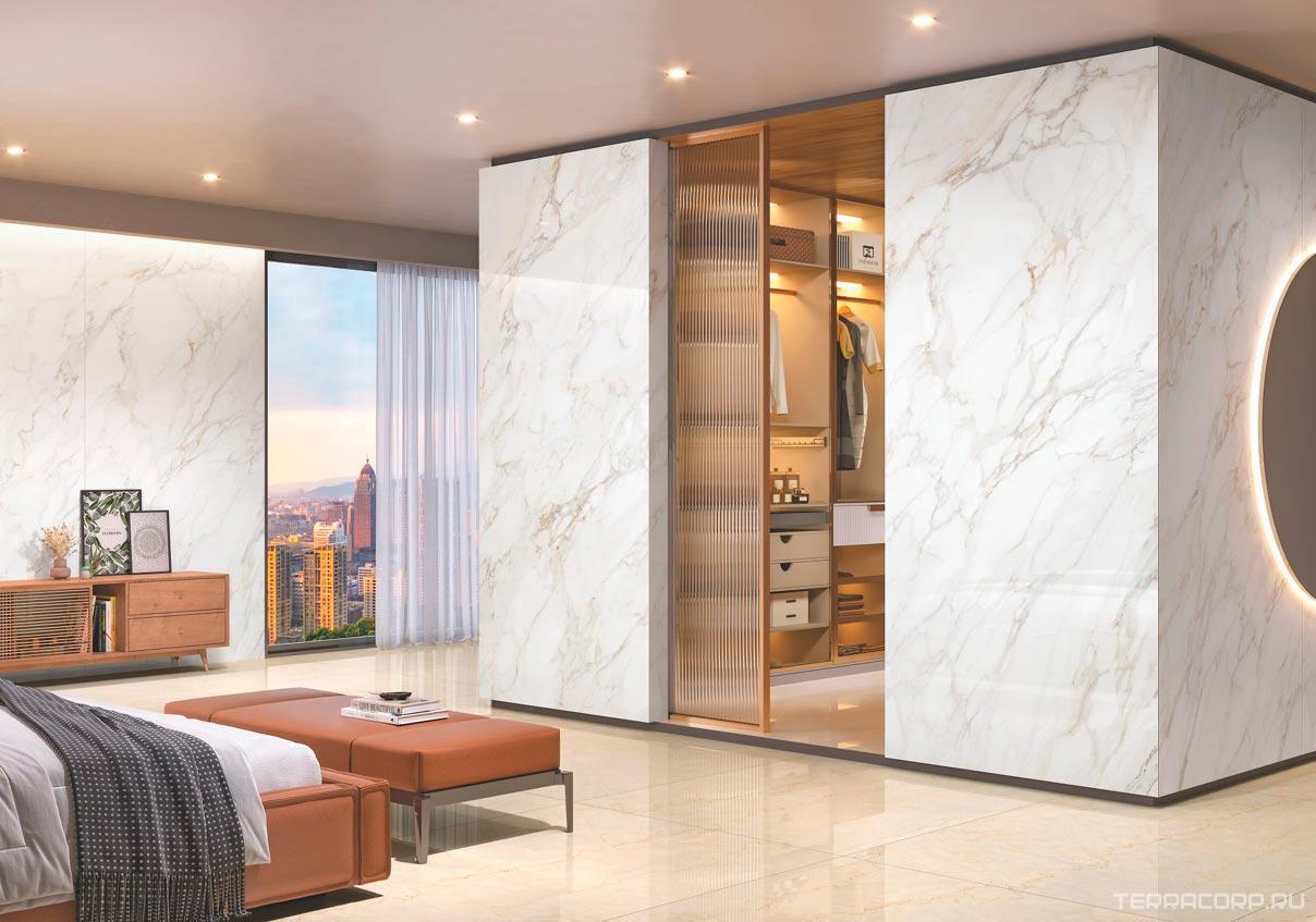 Керамогранит Exterior Ceramica Big Size Slabs Marrazi Bianco Leather 6mm 120х280 Белый, фото 1