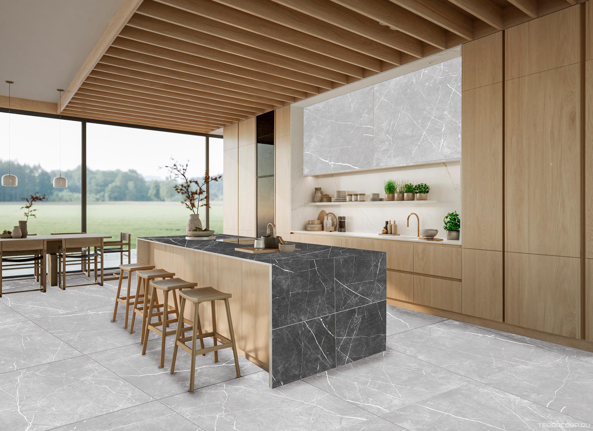 Керамогранит ProGRES Ceramica Marble line dark grey матовый серый темный 60х60 Серый, фото 1