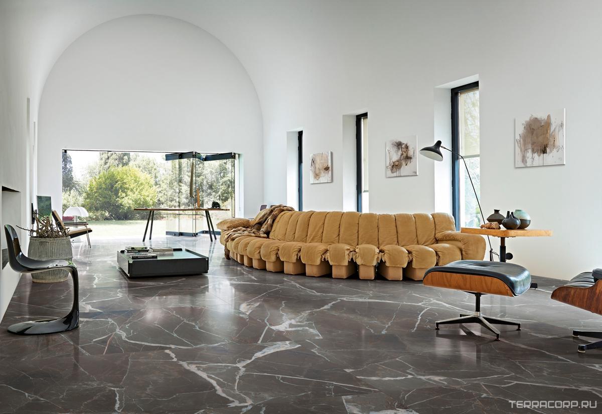 Керамогранит Florim Magnum Stones & More 2.0 Stone Sahara Noir Glossy 160х320 Черный, фото 3