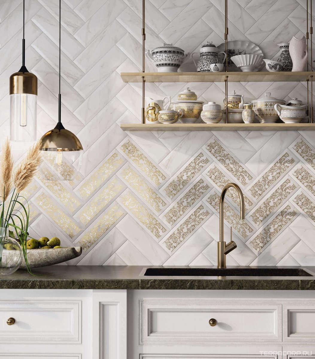 Керамическая плитка Kerama Marazzi Дорато Декор 8,5x28,5 Белый, фото 4