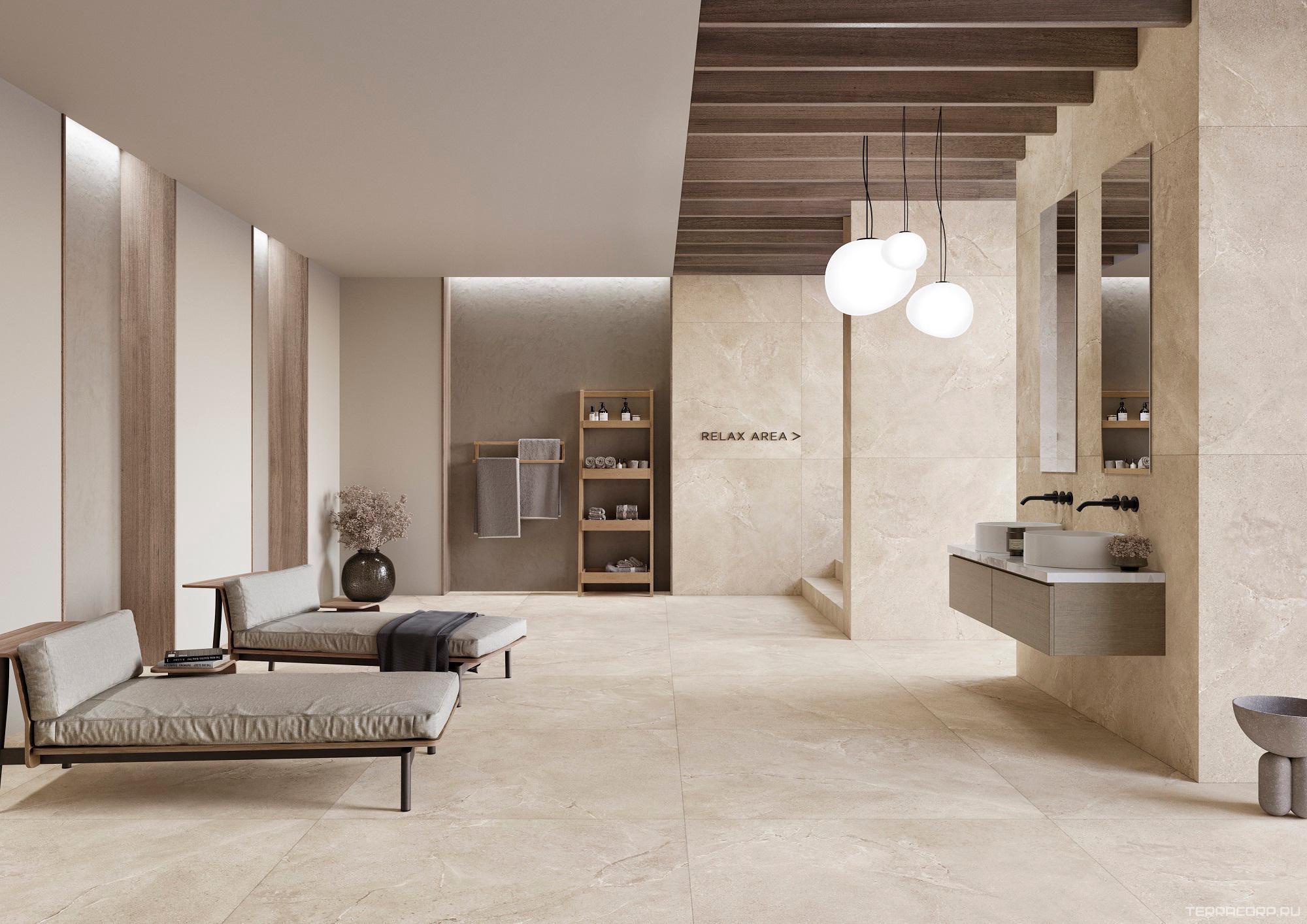 Керамогранит Dado Ceramica New Stone Lepre Rigatino 60x120 Серо-бежевый, фото 3