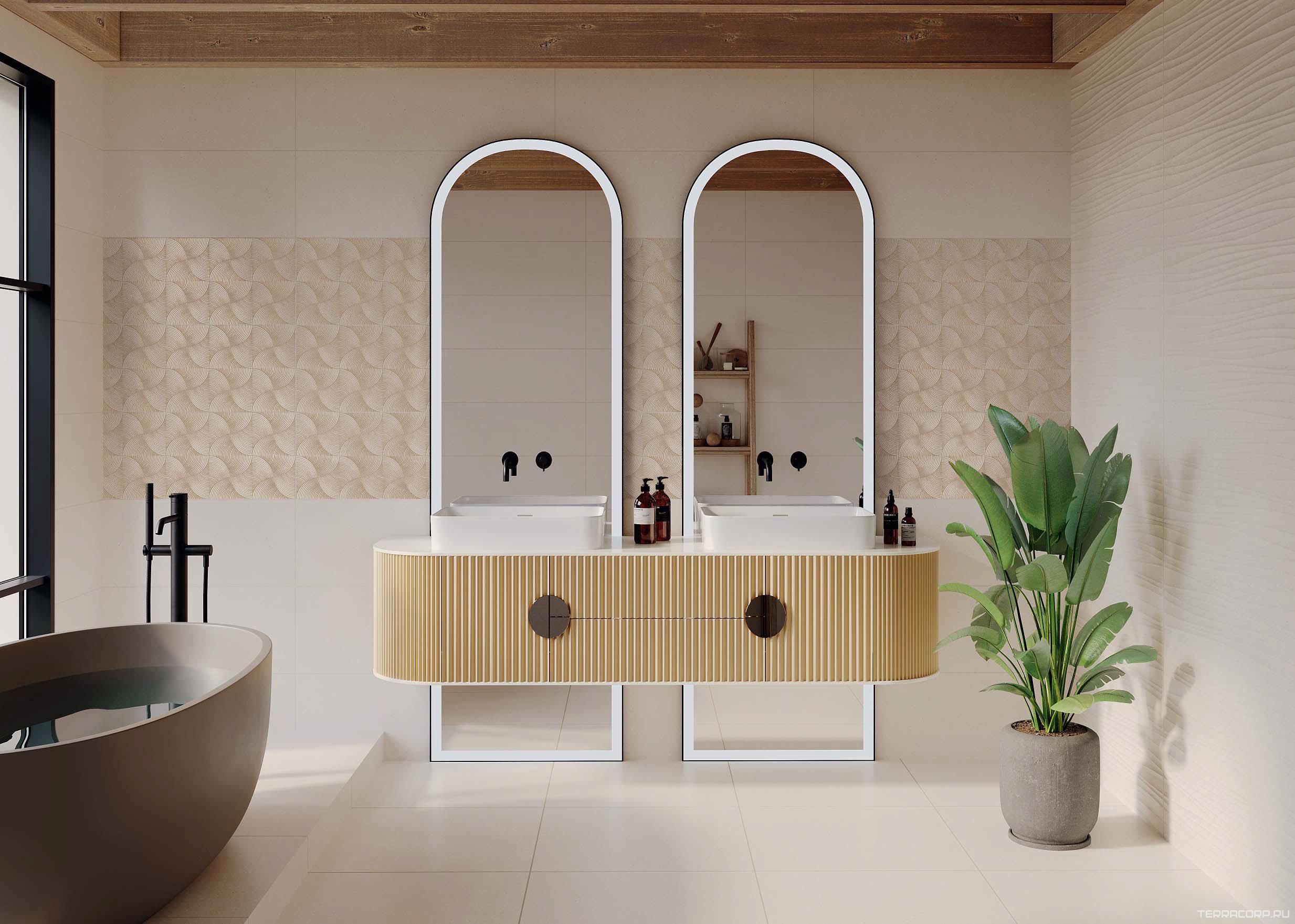 Керамическая плитка Gracia ceramica Astrid light beige decor 02 30х90 Бежевый, фото 2