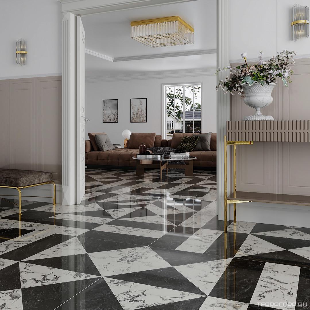 Керамогранит Kerama Marazzi Бьянко Неро белый чёрный лаппатированный 60x119,5 Белый, фото 4