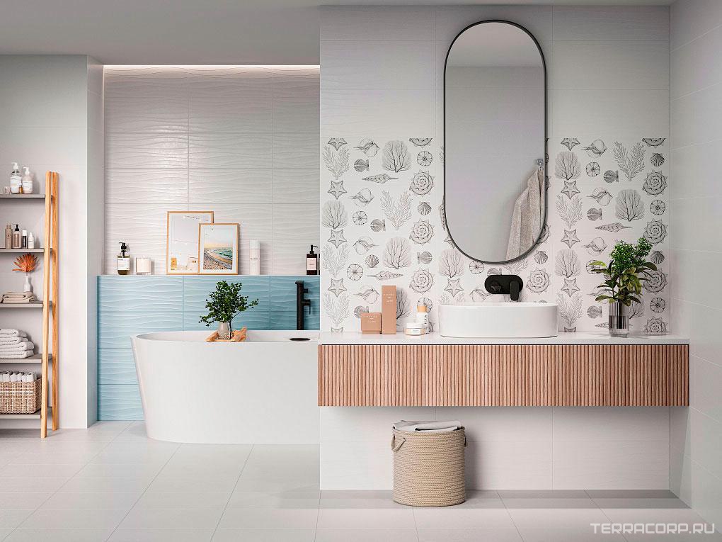 Керамическая плитка Gracia ceramica Aqua Monocolor sugar white wall 02 25х60 Белый, фото 1