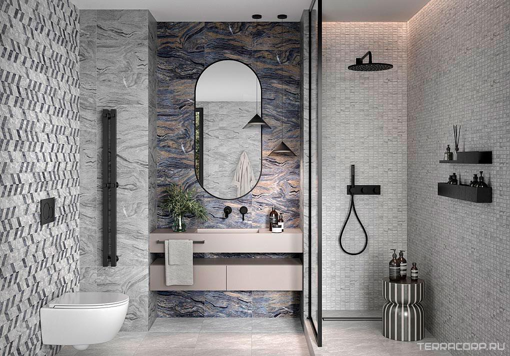 Керамическая плитка Gracia ceramica Стрим син низ 04 25x40 Синий, фото 1