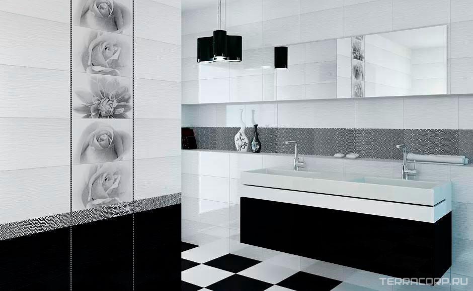 Керамическая плитка Gracia ceramica Камелия Декор черн. 03 25x40 Белый, фото 1