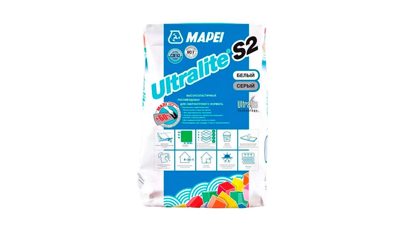 ULTRALITE S2 BIANCO высоко эластичный клей на цементной основе (15кг) Mapei Ultralite 1201615, фото 1