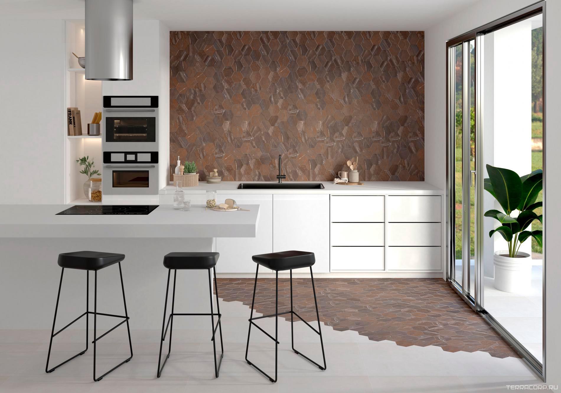 Керамогранит Pamesa Marble Hexa Jatoba Brown 13x15 Коричневый, фото 1