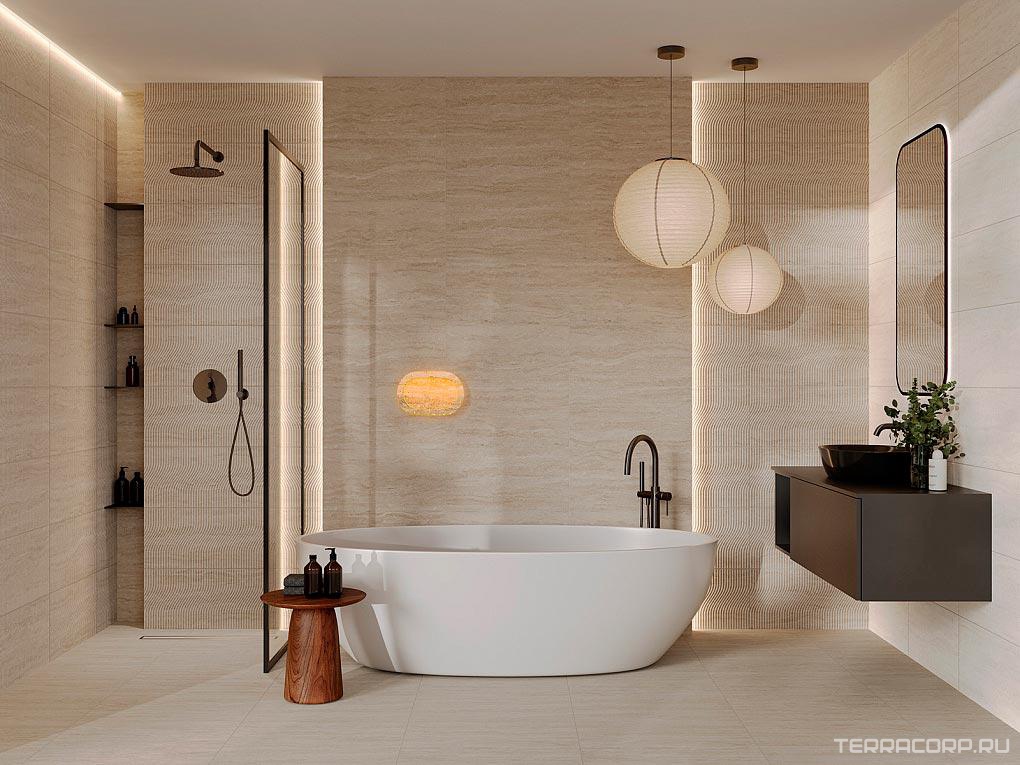 Керамическая плитка Gracia ceramica Акари Травертин беж низ 02 30x60 Бежевый, фото 1