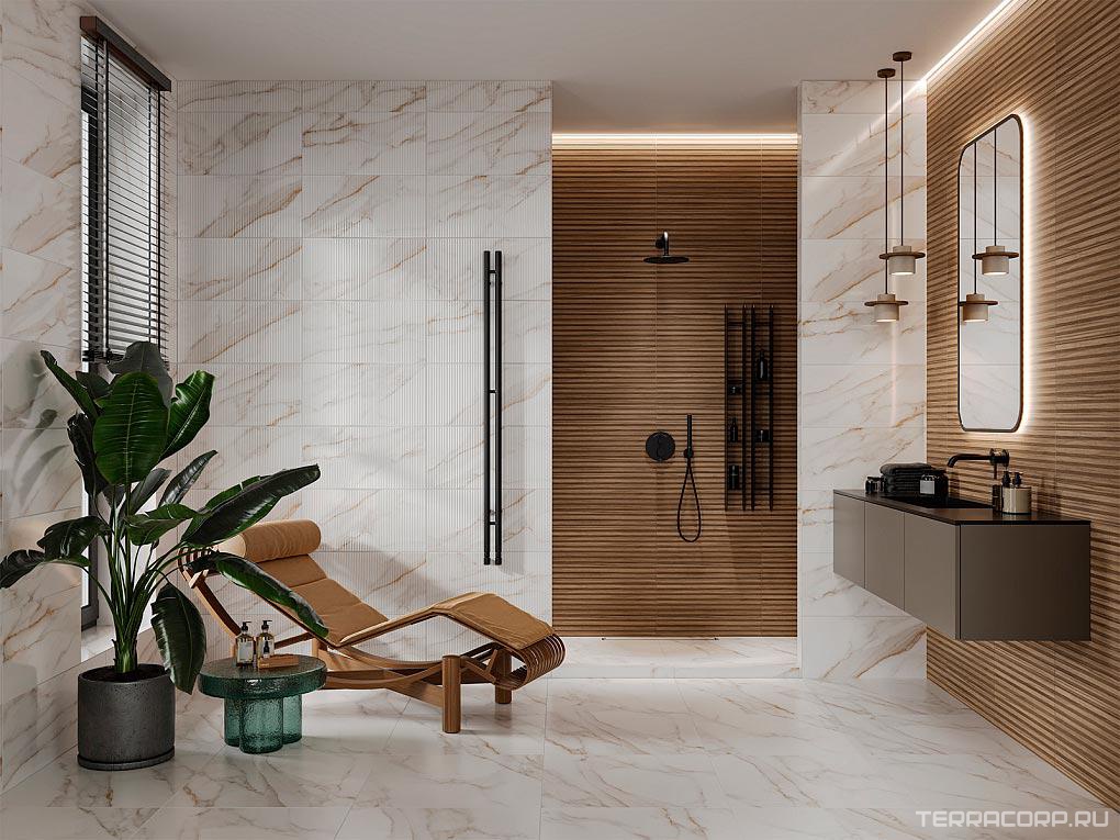 Керамическая плитка Gracia ceramica Токио Каррара беж глянец верх 01 30x60 Бежевый, фото 1