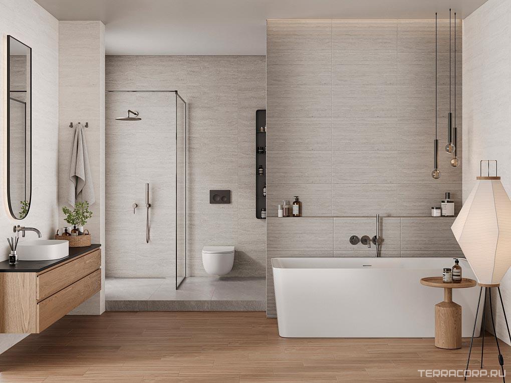 Керамическая плитка Gracia ceramica Исаму Травертин сер верх 01 30x60 Серый, фото 1