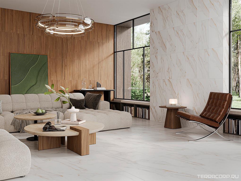 Керамическая плитка Gracia ceramica Барселона Каррара голд мат верх 01 30x60 Белый, фото 1