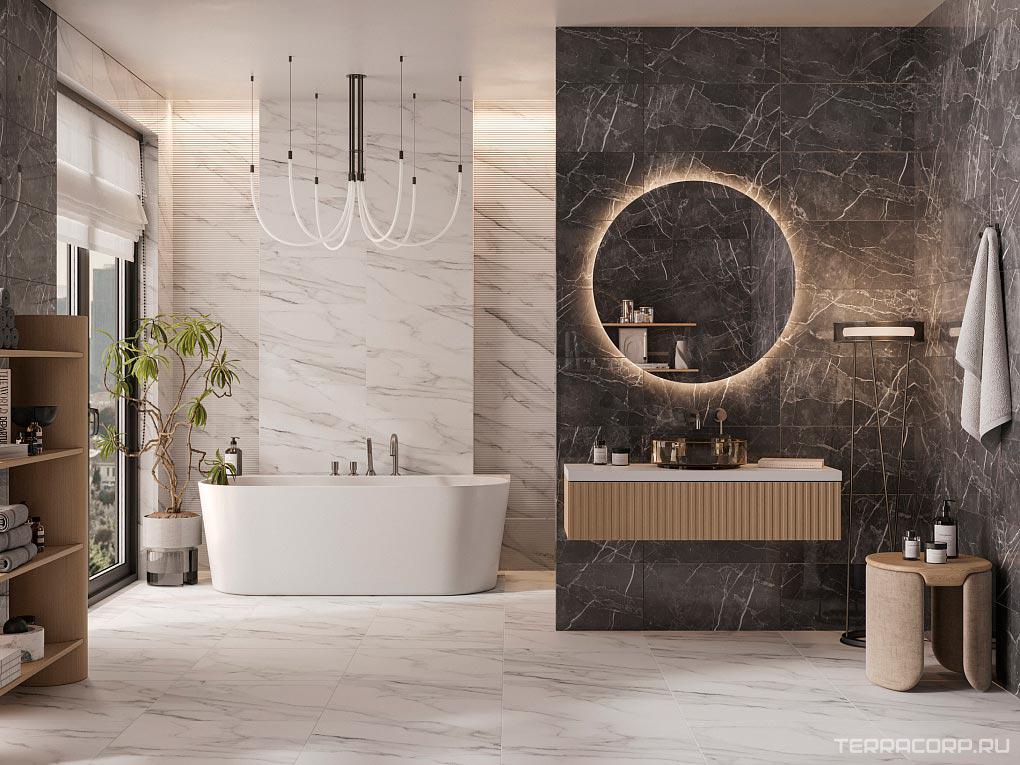 Керамическая плитка Gracia ceramica Анджело Марбл сер низ 02 30x60 Серый, фото 1