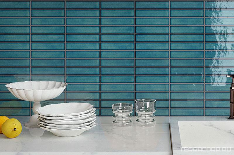 Мозаика Porcelain Mosaic Strip 4.5x19.5 Mosaic 4.5x19.5 Y45P803 Голубая матовая 28.8x19.5 Голубой, фото 1