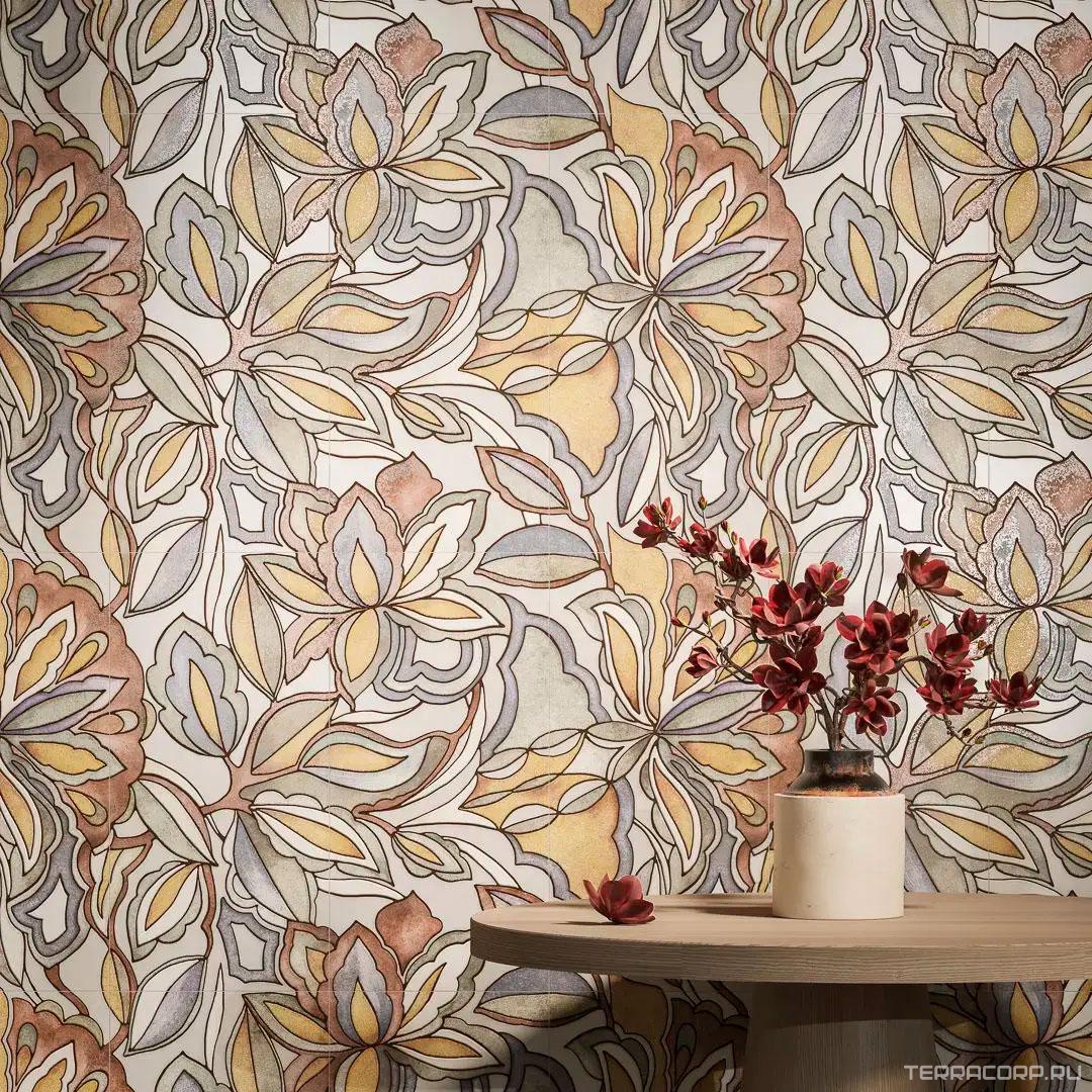 Панно матовый обрезной (из 3-х частей 30x60x0,9) 90x60x0,9 Kerama Marazzi Ботаника Комбинированный, фото 4