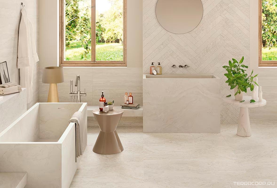 Керамогранит Provenza Unique Marble Travertine Minimal Nat.Cream 60x120 Комбинированный, фото 1