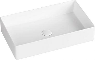 Раковина накладная на столешницу, прямоугольная, 600х360хh130мм, без отв.д/смесит., без перелива, (цв. белый),  ZZ Abber Rechteck AC2220MW
