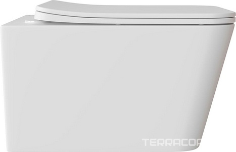 Унитаз подвесной 520х370мм, безободковый, смыв Tornado, сиденье с микролифтом, крепёж в компл., (цв.белый матовый), Macio