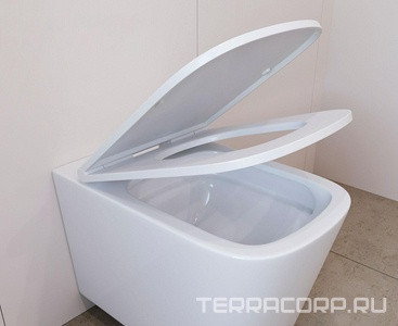 Унитаз подвесной 520х370мм, безободковый, смыв Tornado, сиденье с микролифтом, крепёж в компл., (цв.белый),  Aqueduto Macio MACT2110