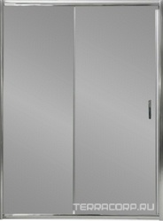 Дверь для душа, в нишу 1400хh1950мм, раздвижная, 1 дверь, 1 неподв.секция, правая/левая, (стекло Шиншила 5/4мм, фурн.цв.хром), Uno ZZ