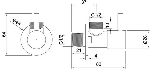 Вентиль запорный, угловой, 1/2 х 1/2, (цв.никель браш),  ZZ Allen Brau Priority 5.31026-BN