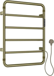 Полотенцесушитель электрический h640х475мм, пульт с дисплеем, кабель, вилка, 220V, (нерж.сталь цв.золото браш.), Priority ZZ