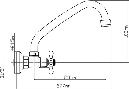Смеситель для кухни, настенный с поворотным изливом, (цв.хром), 107 ZZ Latuno 105 L10709